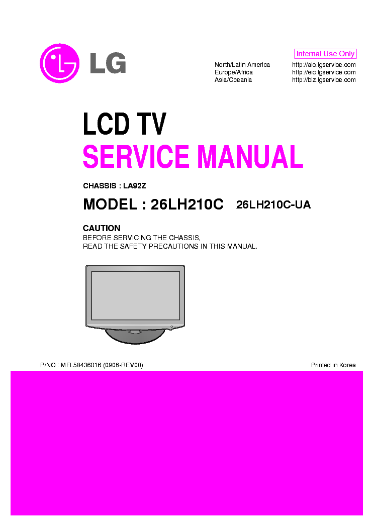 LG 26LH210C[-UA] CHASSIS LA92Z service manual (1st page)